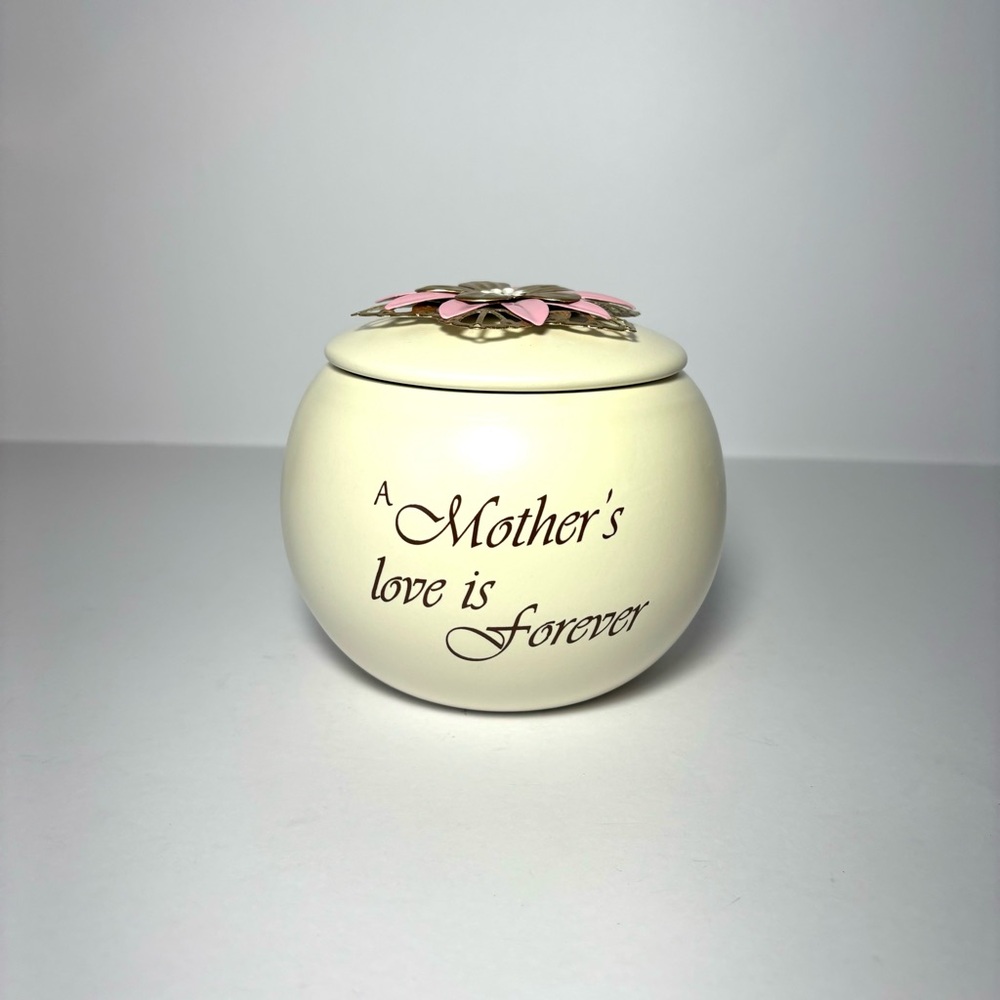 Mother’s Day Ceramic Flower Bowl with Lid Round Decorative Candy or Trinket Dish